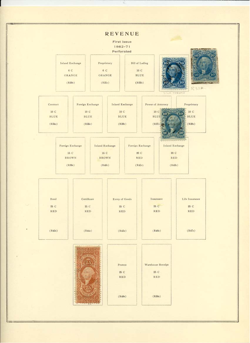 First Issue Revenue Stamps Catalog R33c R37c R48c