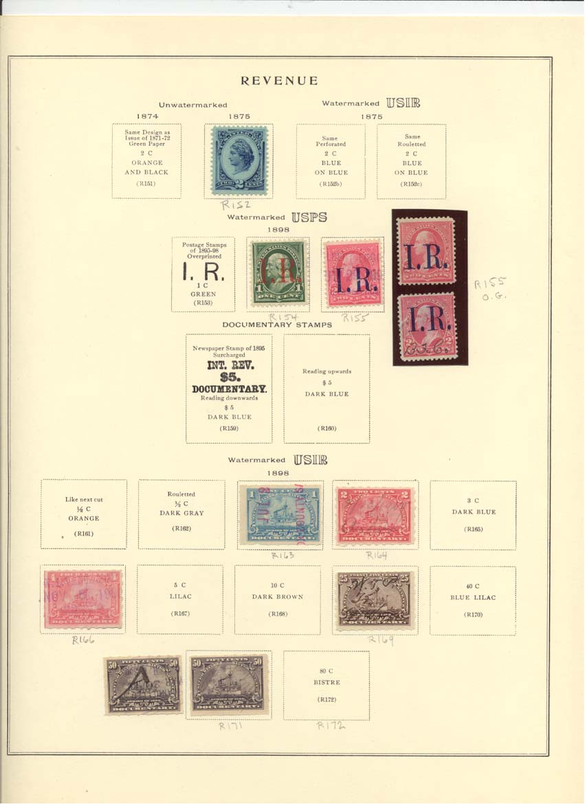 Revenue Stamps Catalog R152 R154 R155 R163 R164 R166 R169 R171