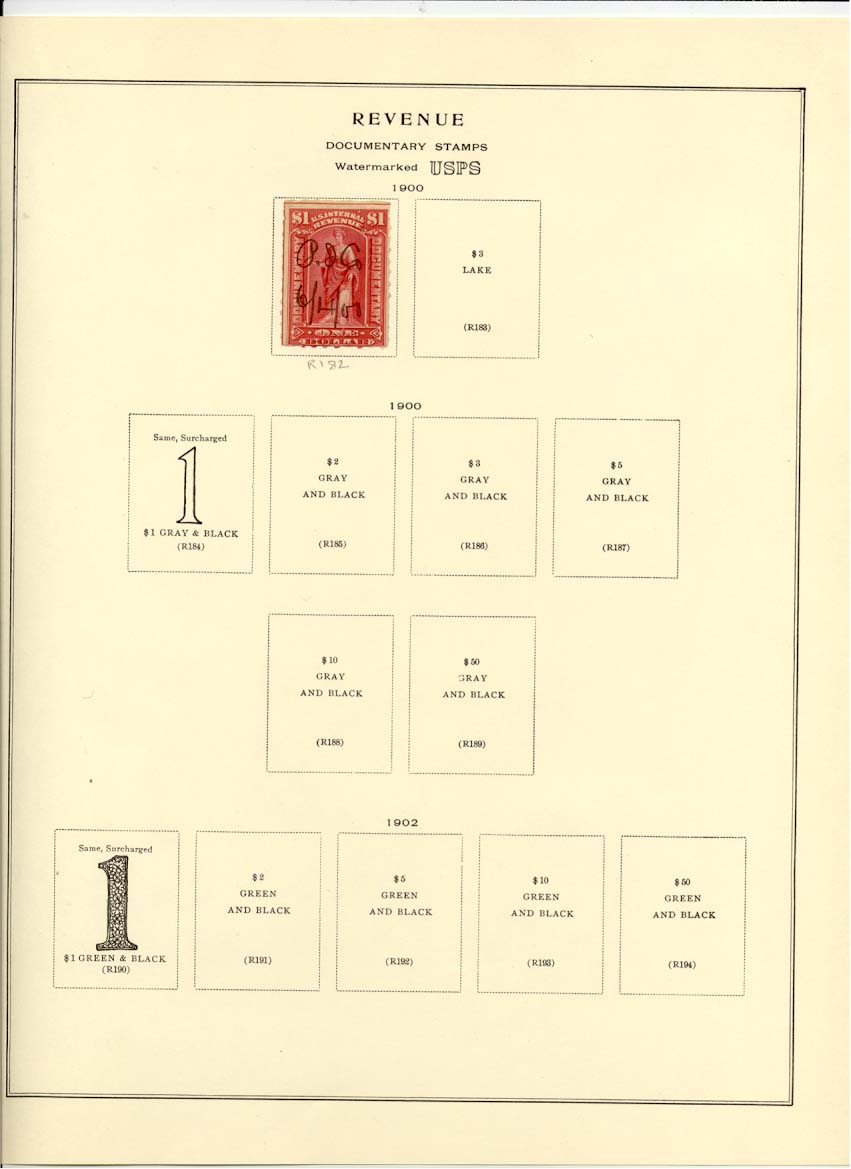 Documentary Revenue Stamp Catalog R182