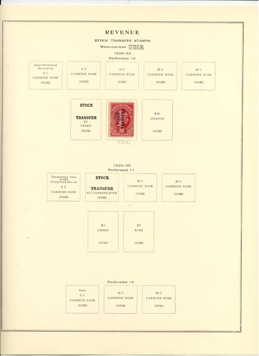 Stock Transfer Revenue StampS Catalog RD3 RD5 RD6 RD8 RD10 RD13