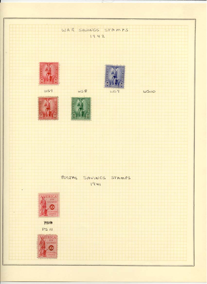 War Savings Stamps and Postal Savings Stamps Catalog #WS7 WS8 WS9 PS11