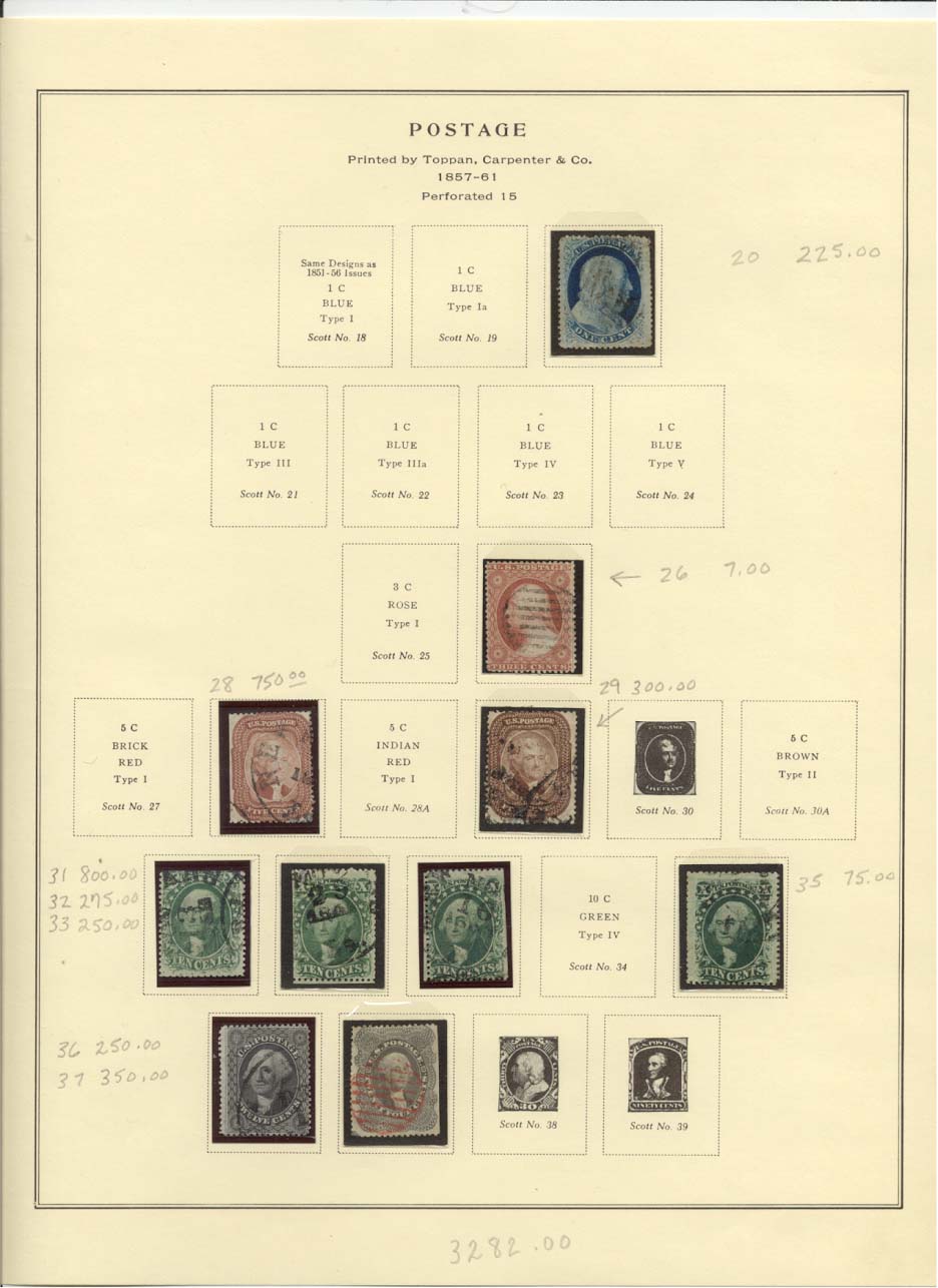 Postage Stamps Scott #20, 26, 28, 29, 31, 32, 33, 35, 36, 37