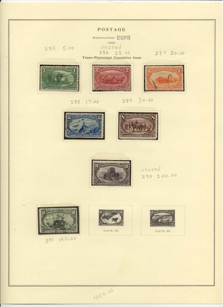 Postage Stamps Scott #285, 286, 287, 288, 289, 290, 291