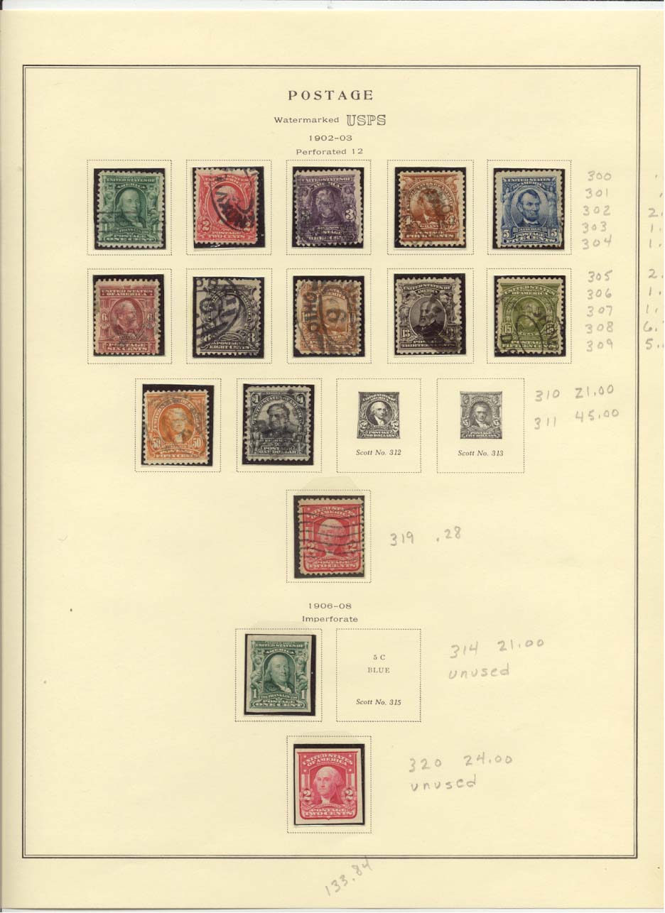 Postage Stamps Scott #300, 301, 302, 303, 304, 305, 306, 307, 308, 309, 310, 311, 319, 314, 320