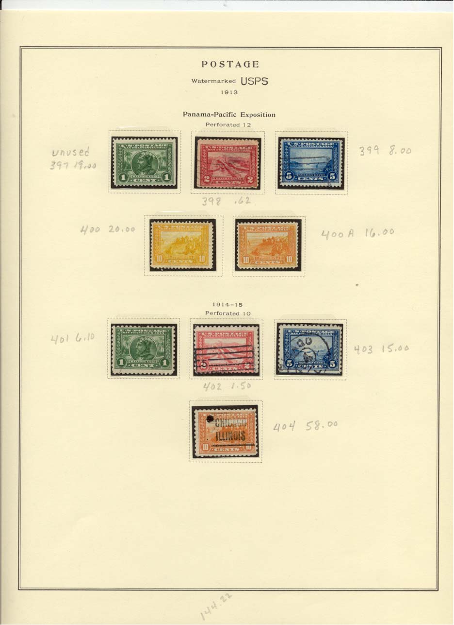 Postage Stamps Scott #397, 398, 399, 400, 400A, 401, 402, 403, 404