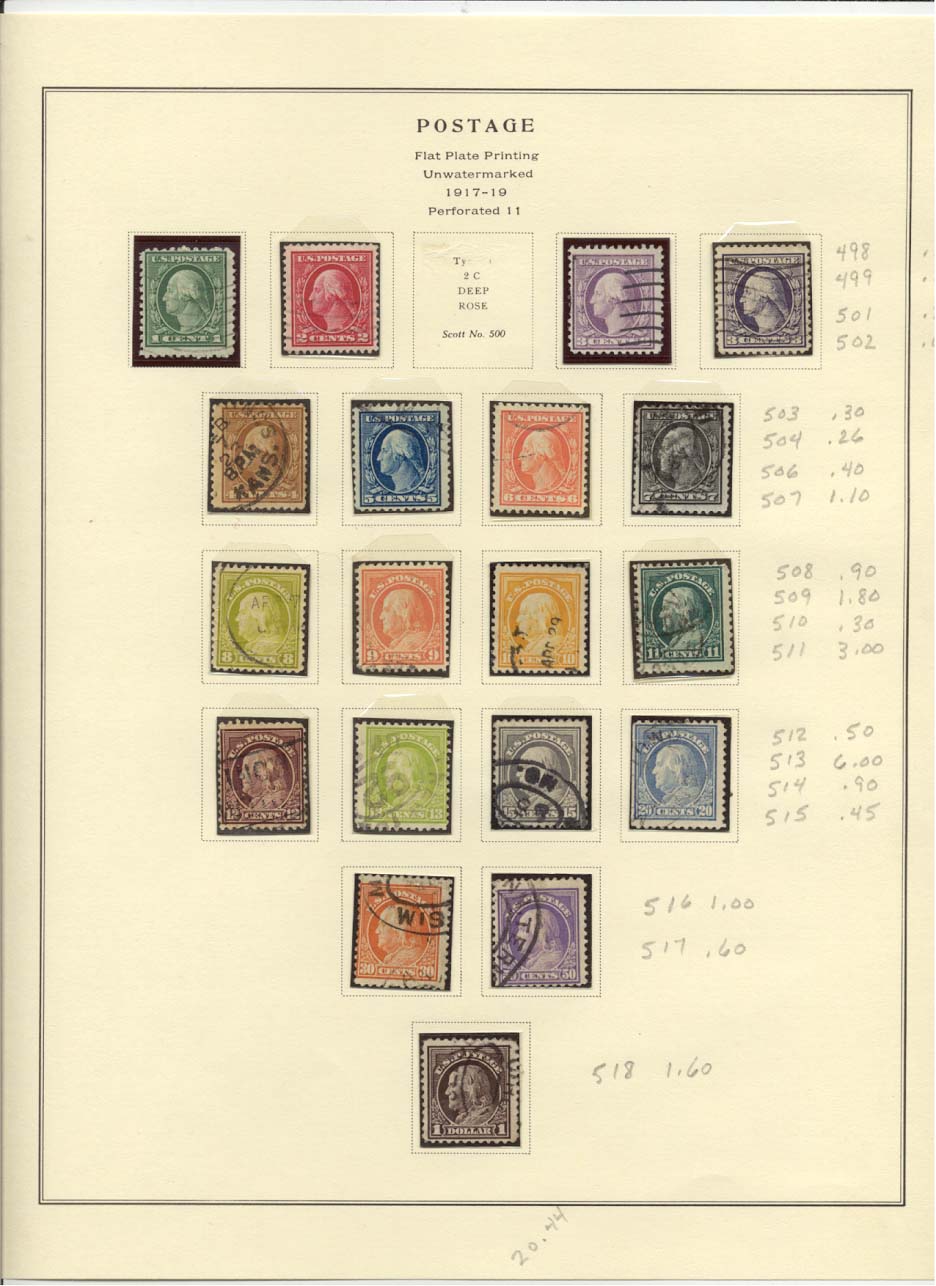 Postage Stamps Scott #498, 499, 501, 502, 503, 504, 506, 507, 508, 509, 510, 511, 512, 513, 514, 515, 516, 517, 518