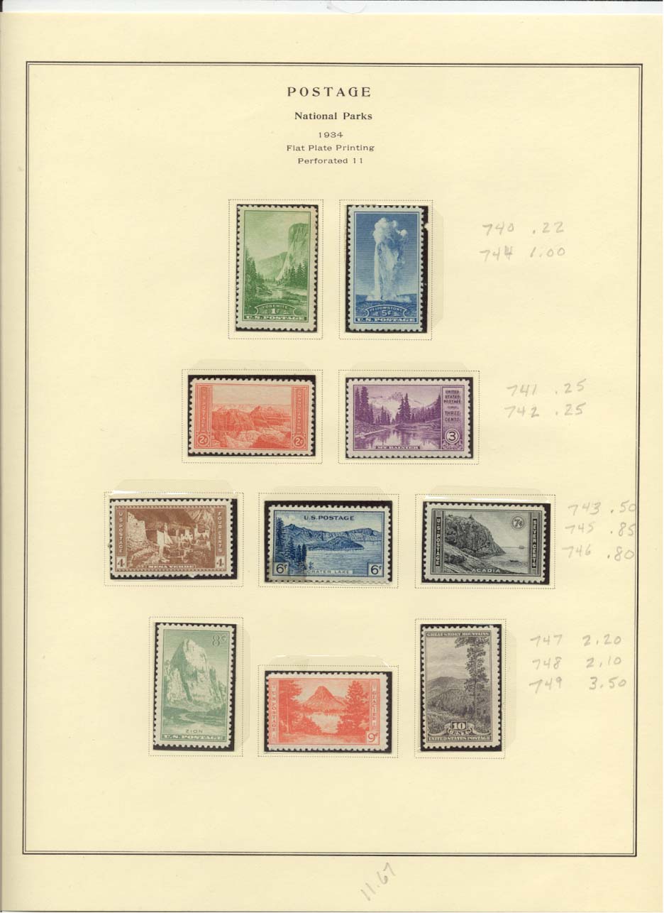 Postage Stamps Scott #740, 744, 741, 742, 743, 746, 747, 748, 749