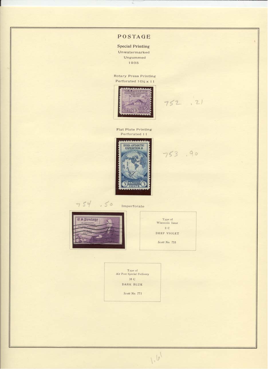 Postage Stamps Scott #752, 753, 754
