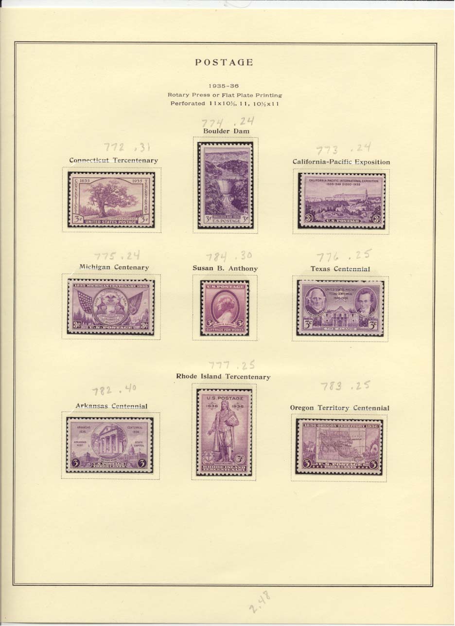 Postage Stamps Scott #772, 774, 773, 775, 784, 776, 782, 777, 783