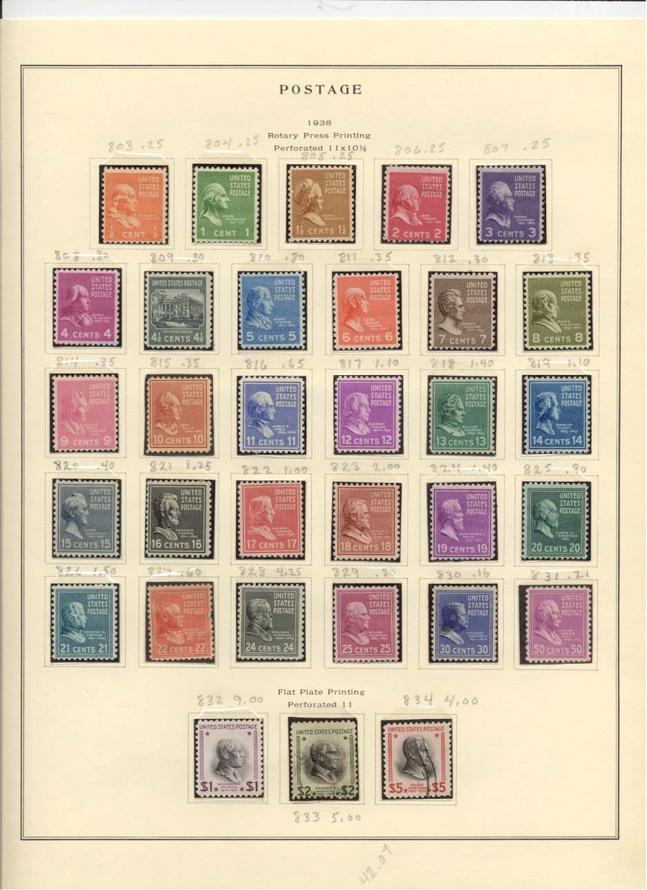 Postage Stamps Scott #803, 804, 805, 806, 807, 808, 809, 810, 811, 812, 813, 814, 815, 816, 817, 818, 819, 820, 821, 822, 823, 824, 825, 826, 827, 828, 829, 830, 831, 832, 833, 834
