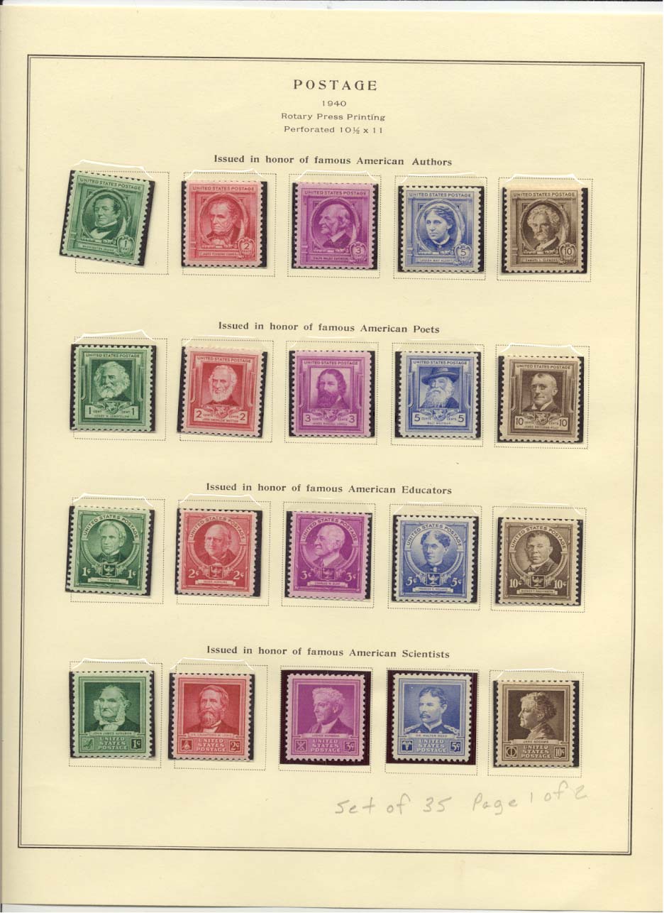 Postage Stamps Scott #859, 860, 861, 862, 863, 864, 865, 866, 867, 868, 869, 870, 871, 872, 873, 874, 875, 876, 877, 878