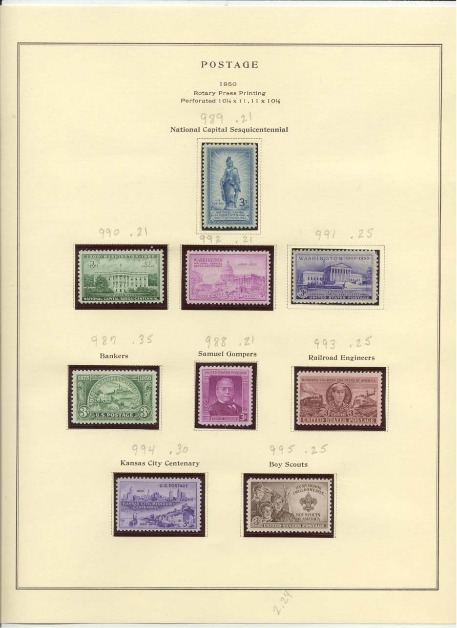 Postage Stamps Scott #989, 990, 992, 991, 987, 988, 993, 994, 995