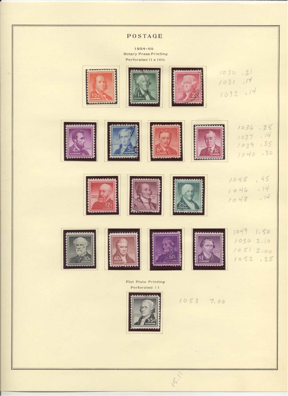 Postage Stamps Scott #1030, 1031, 1032, 1036, 1037, 1039, 1040, 1045, 1046, 1048, 1049, 1050, 1051, 1052, 1053