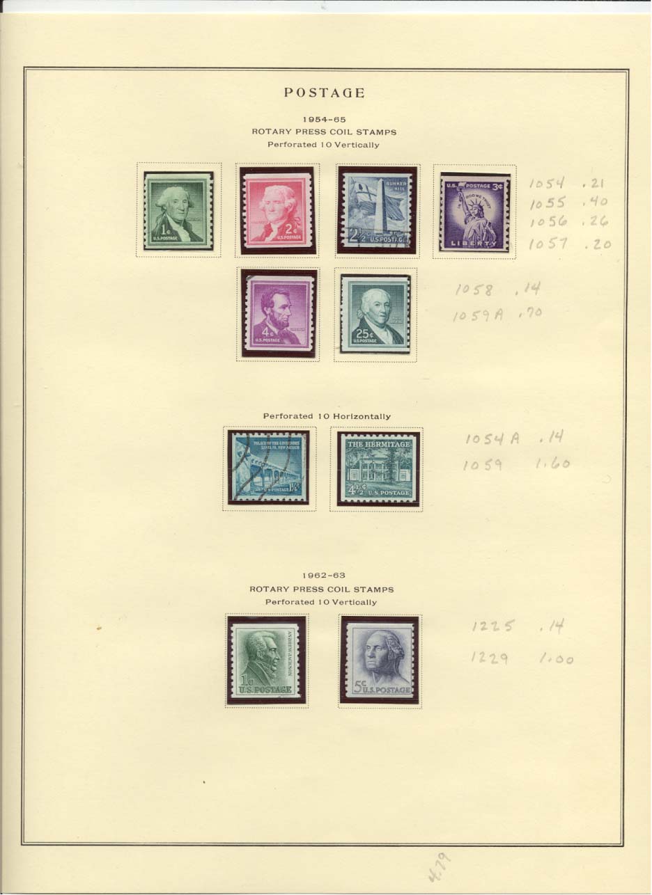 Postage Stamps Scott #1054, 1055, 1056, 1057, 1058, 1059A, 1054A, 1059, 1225, 1229
