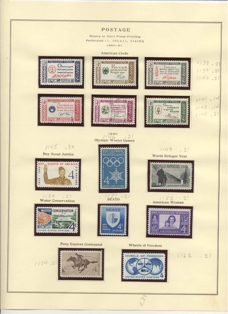 Postage Stamps Scott #1138, 1139, 1140, 1141, 1142, 1143, 1145, 1146, 1149, 1150, 1151, 1152, 1154, 1162