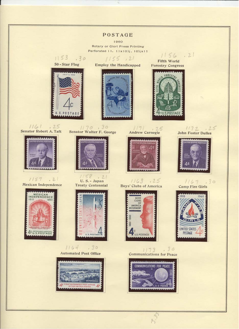 Postage Stamps Scott #1153, 1155, 1156, 1161, 1170, 1171, 1172, 1157, 1158, 1163, 1167, 1164, 1173