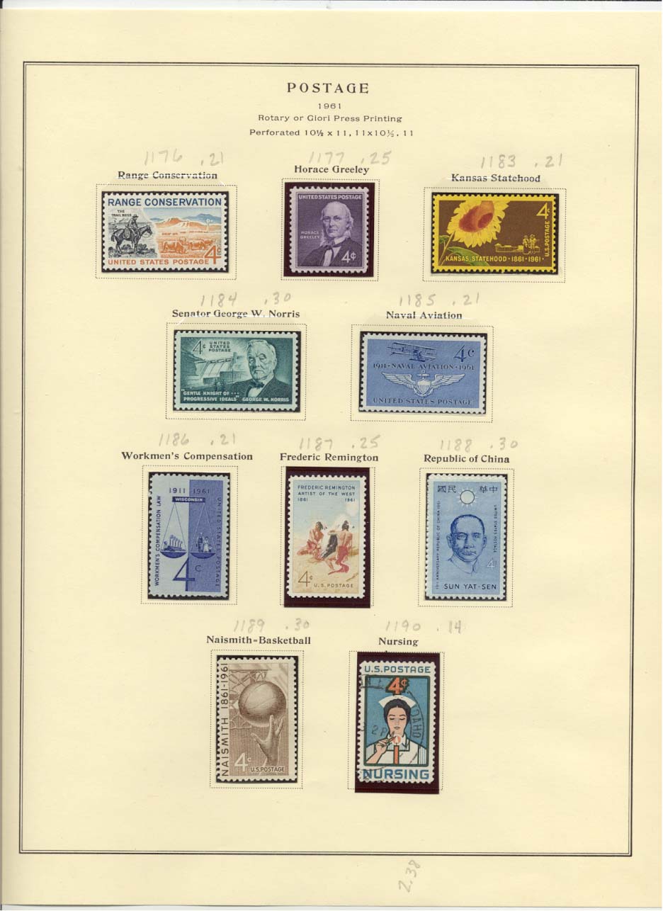 Postage Stamps Scott #1176, 1177, 1183, 1184, 1185, 1186, 1187, 1188, 1189, 1190