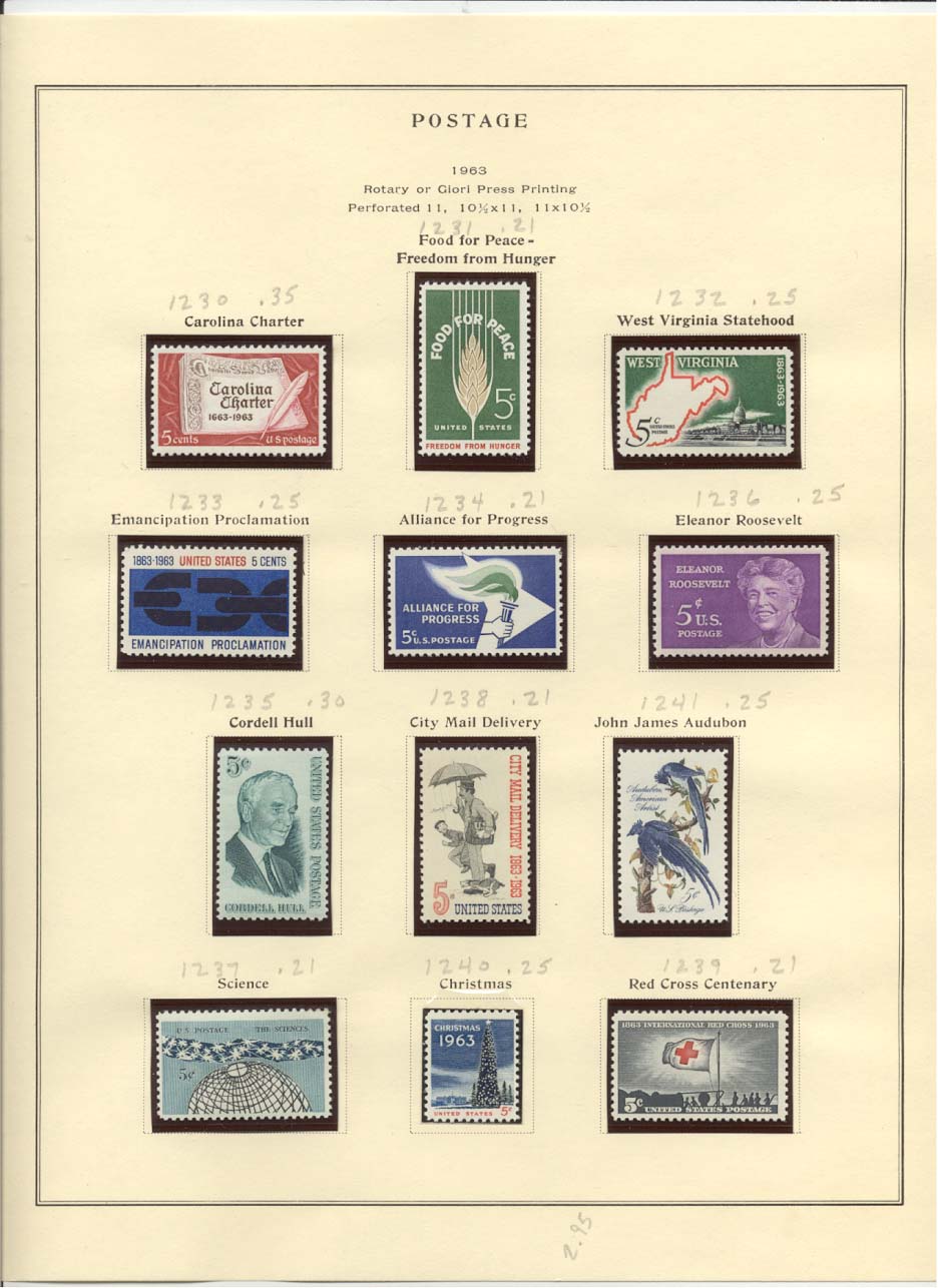 Postage Stamps Scott #1230, 1231, 1232, 1233, 1234, 1236, 1235, 1238, 1241, 1237, 1240, 1239