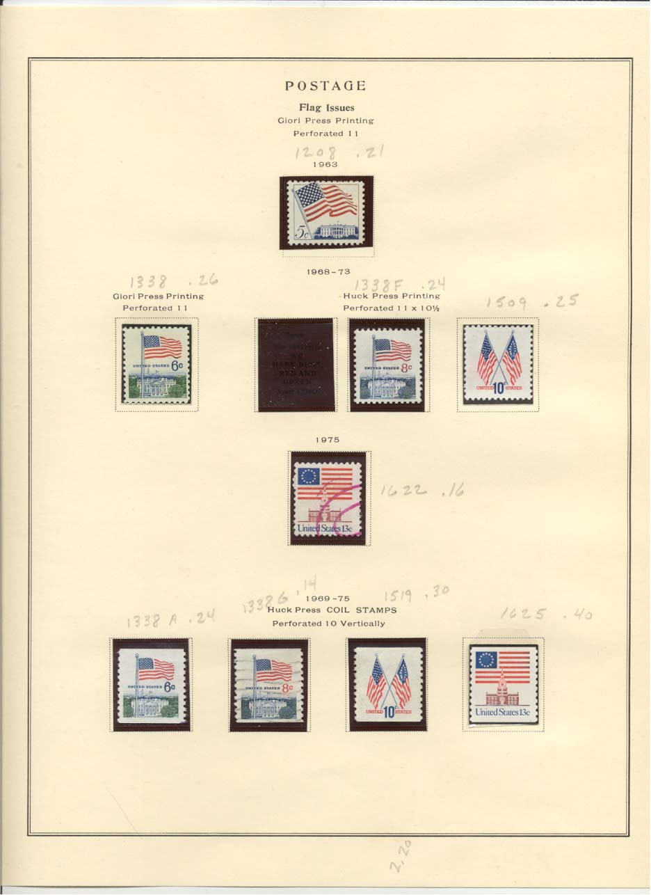 Postage Stamps Scott #1208, 1338, 1338F, 1509, 1622, 1338A, 1338G, 1519, 1625