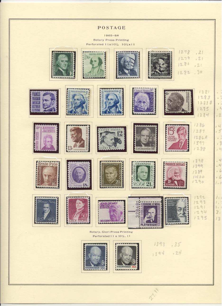 Postage Stamps Scott #1278, 1279, 1280, 1282, 1281, 1283, 1283B, 1285, 1284, 1286, 1287, 1286A, 1397, 1288, 1398, 1399, 1289, 1400, 1290, 1292, 1293, 1291, 1294, 1295, 1393, 1394