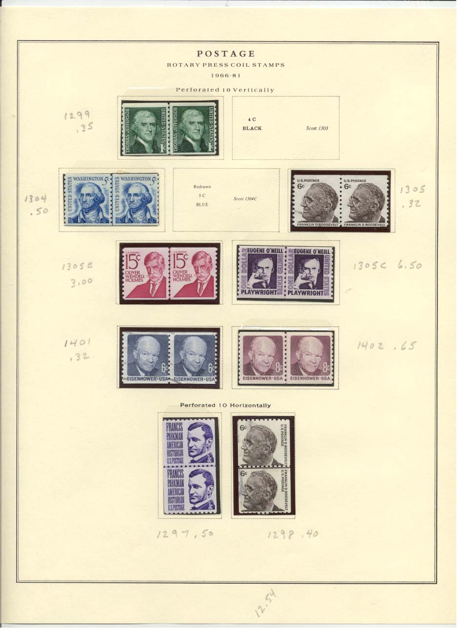 Postage Stamps Scott #1299, 1304, 1305, 1305E, 1305C, 1401, 1402, 1297, 1298