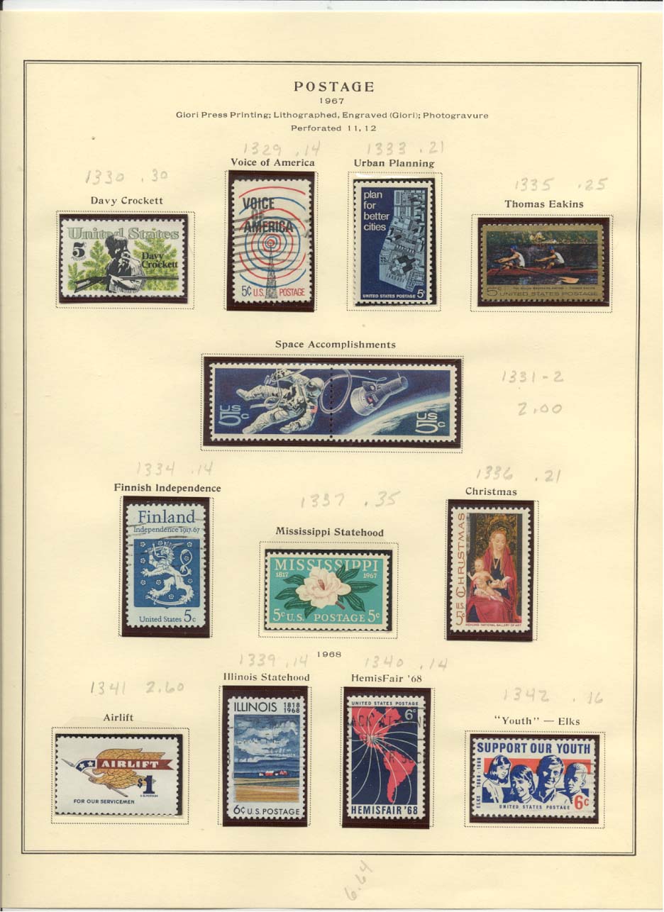 Postage Stamps Scott #1330, 1329, 1333, 1335, 1331-1332, 1334, 1337, 1336, 1341, 1339, 1340, 1342