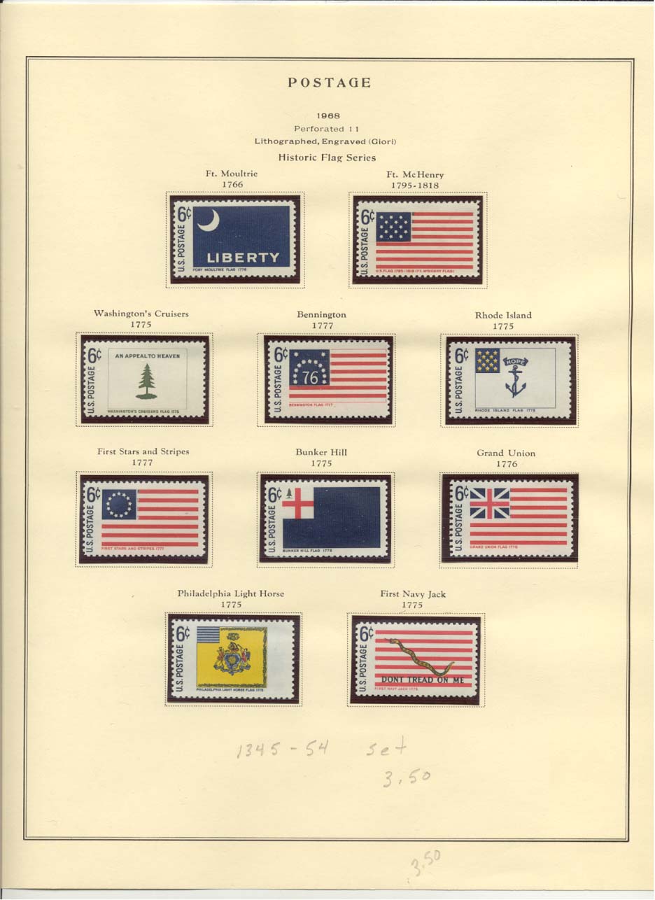 Postage Stamps Scott #1345, 1346, 1347, 1348, 1349, 1350, 1351, 1352, 1353, 1354