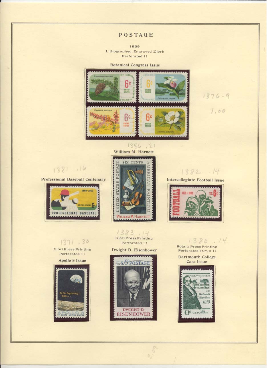 Postage Stamps Scott #1376-1379, 1381, 1386, 1382, 1371, 1383, 1380