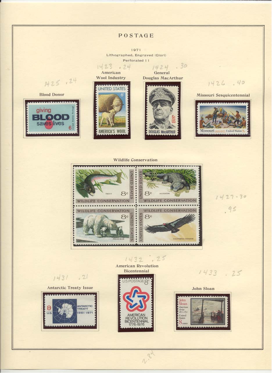 Postage Stamps Scott #1425, 1423, 1424, 1426, 1427-1430, 1431, 1432, 1433