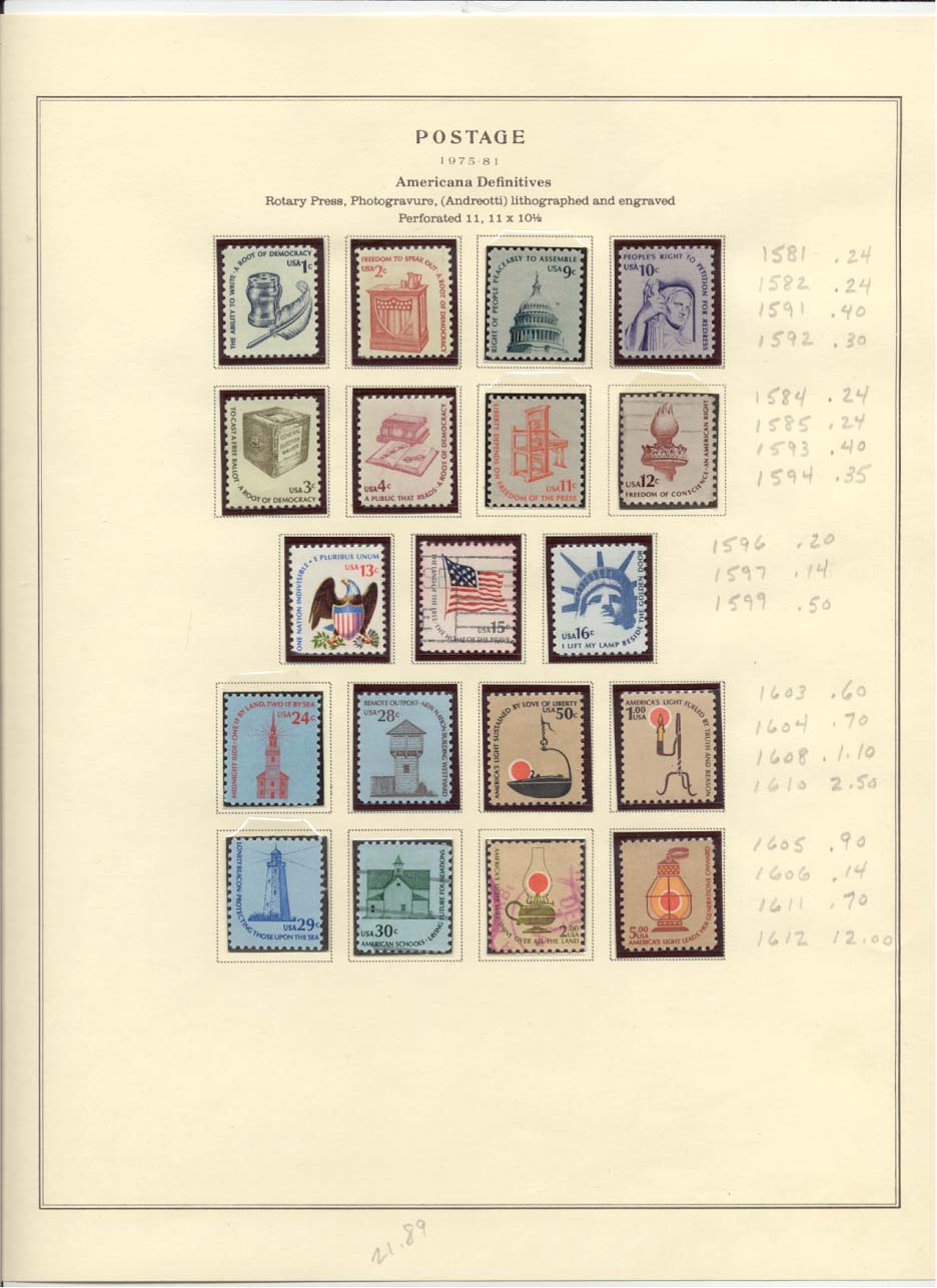 Postage Stamps Scott #1581, 1582, 1591, 1592, 1584, 1585, 1593, 1594, 1596, 1597, 1599, 1603, 1604, 1608, 1610, 1605, 1606, 1611, 1612