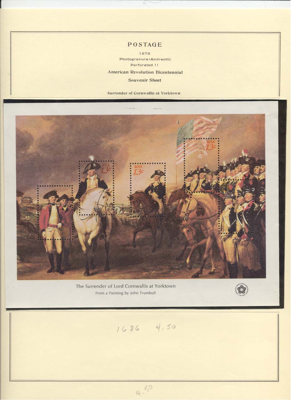 Postage Stamps Scott #1686 Surrender of Cornwallis at Yorktown Sheet