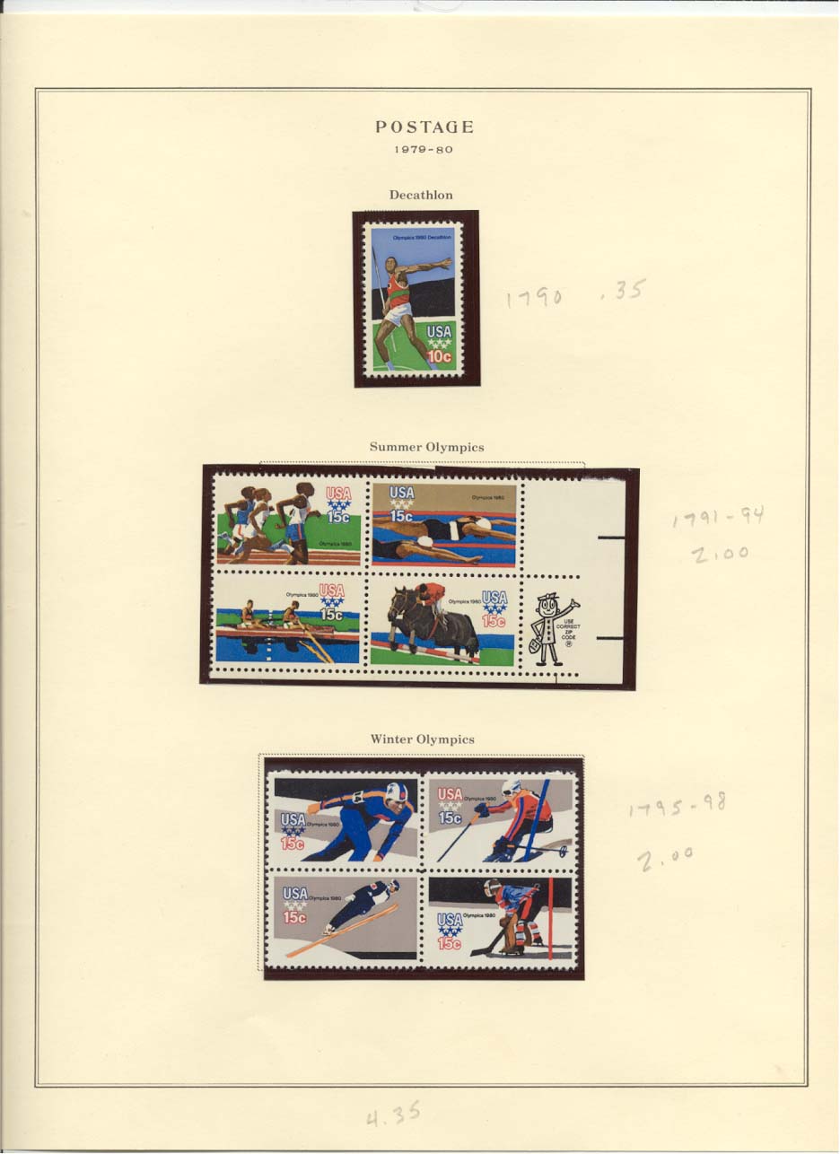 Postage Stamps Scott #1790, 1791-1794, 1795-1798