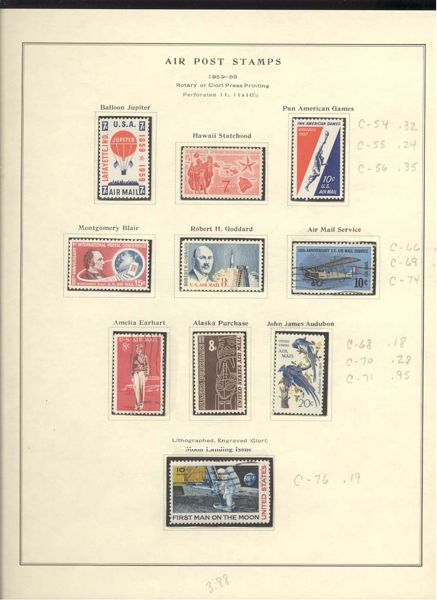 Air Post Stamps Scott #C54, C55, C56, C66, C69, C74, C68, C70, C71, C76