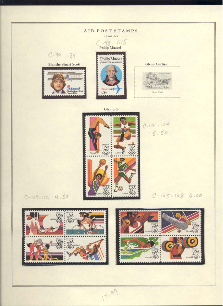 Air Post Stamps Scott #C98, C99, C101-104, C105-108, C109-112
