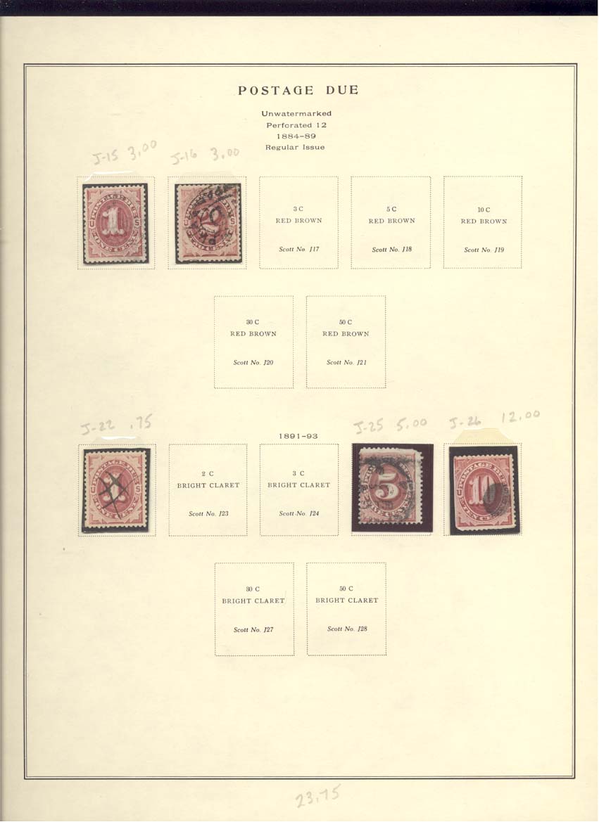 Postage Due Stamps Scott #J15, J16, J22, J25, J26