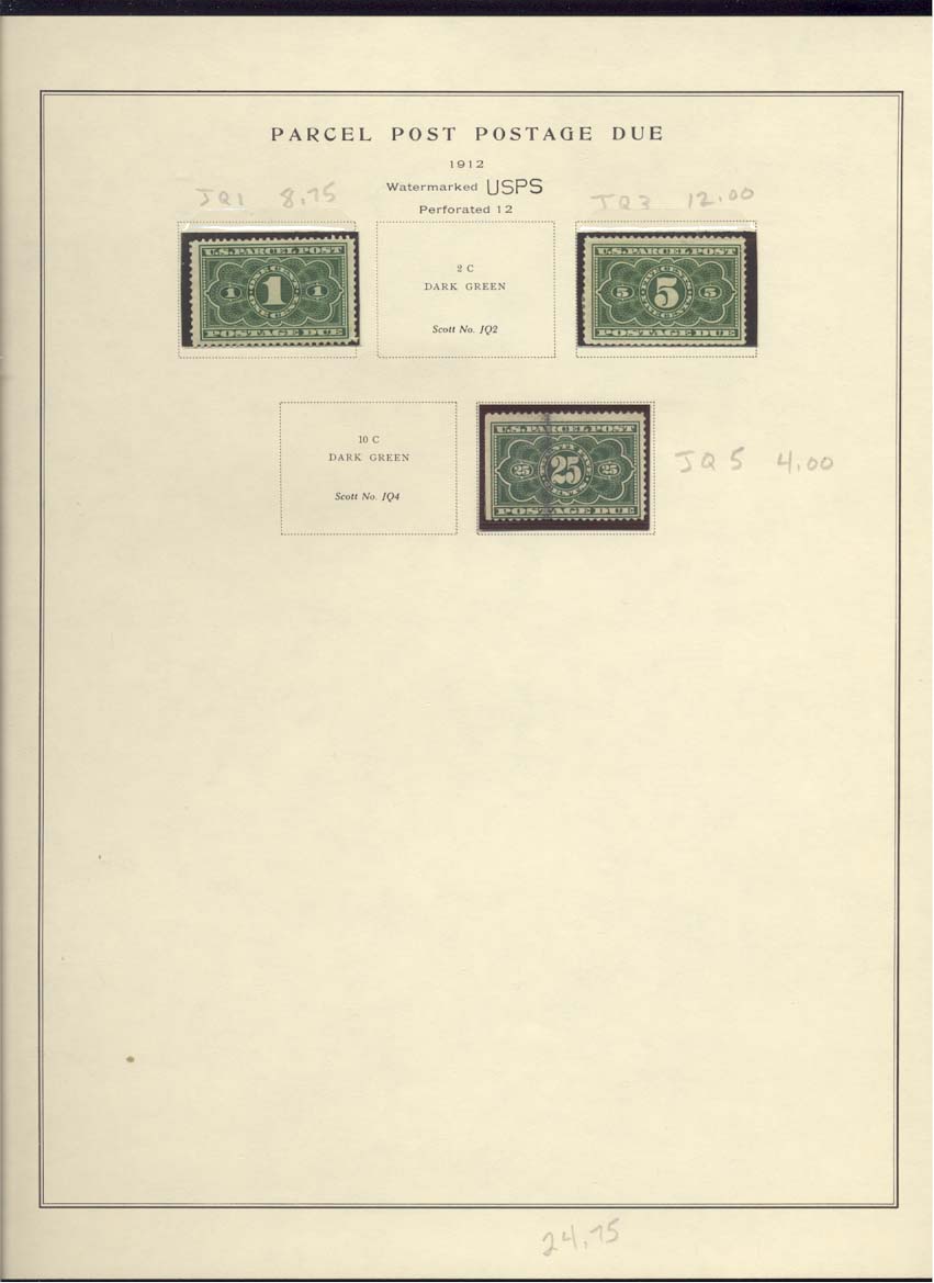 Parcel Post Postage Due Stamps Scott #JQ1, JQ3, JQ5