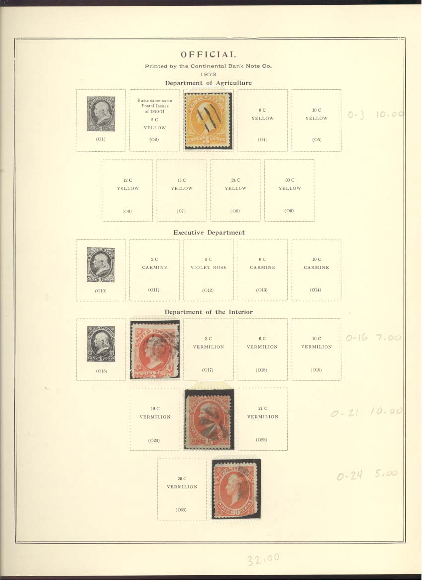 Official Stamps Scott #O3, O16, O21, O24