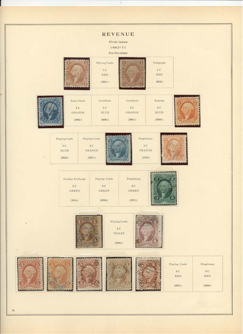 First Issue Revenue Stamps Catalog #3800c, 3802c, 3804c, 3809c, 3812c, 3814c, 3818c, 3819c, 3821c, 3822c, 3823c, 3824c, 3825c, 3826c