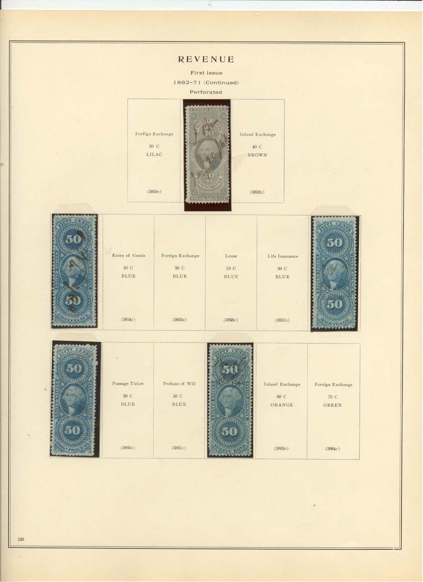 First Issue Revenue Stamps Catalog #3851c, 3853c, 3858c, 3859c, 3862c