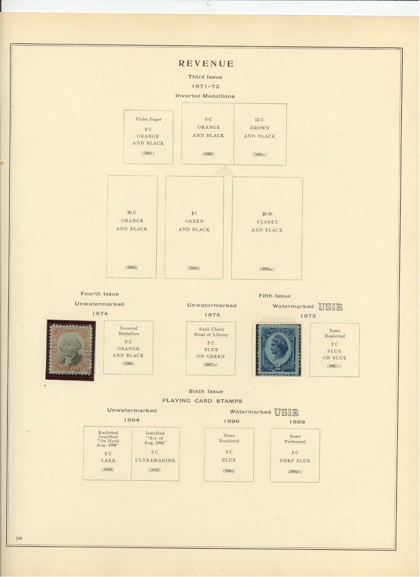 Fourth and Fifth Issue Revenue Stamps Catalog #3965 and 3967b