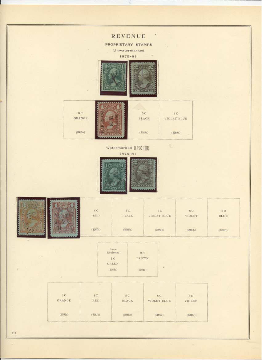 Proprietary Revenue Stamps Catalog #3983a, 3984a, 3986a, 3983b, 3984b, 3985b, 3986b