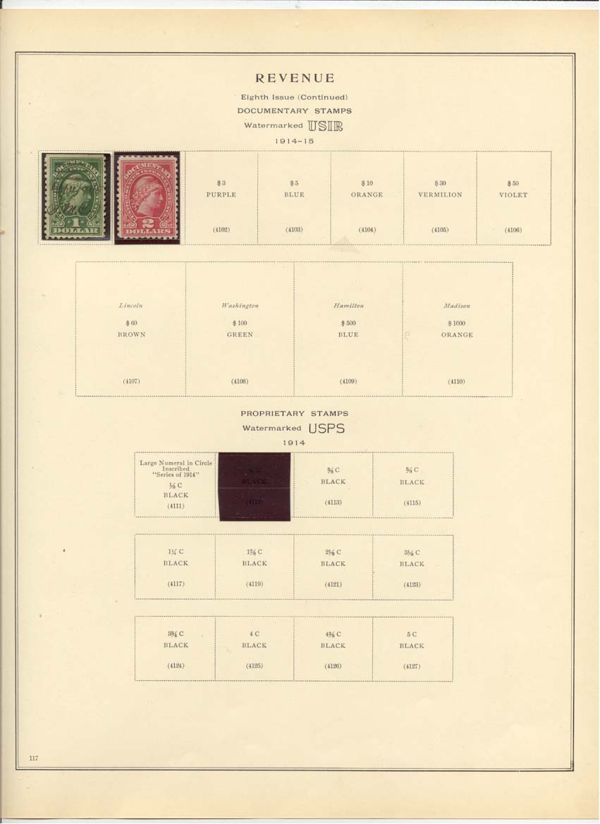 Eighth Issue Documentary Revenue Stamps Catalog #4100 and 4101