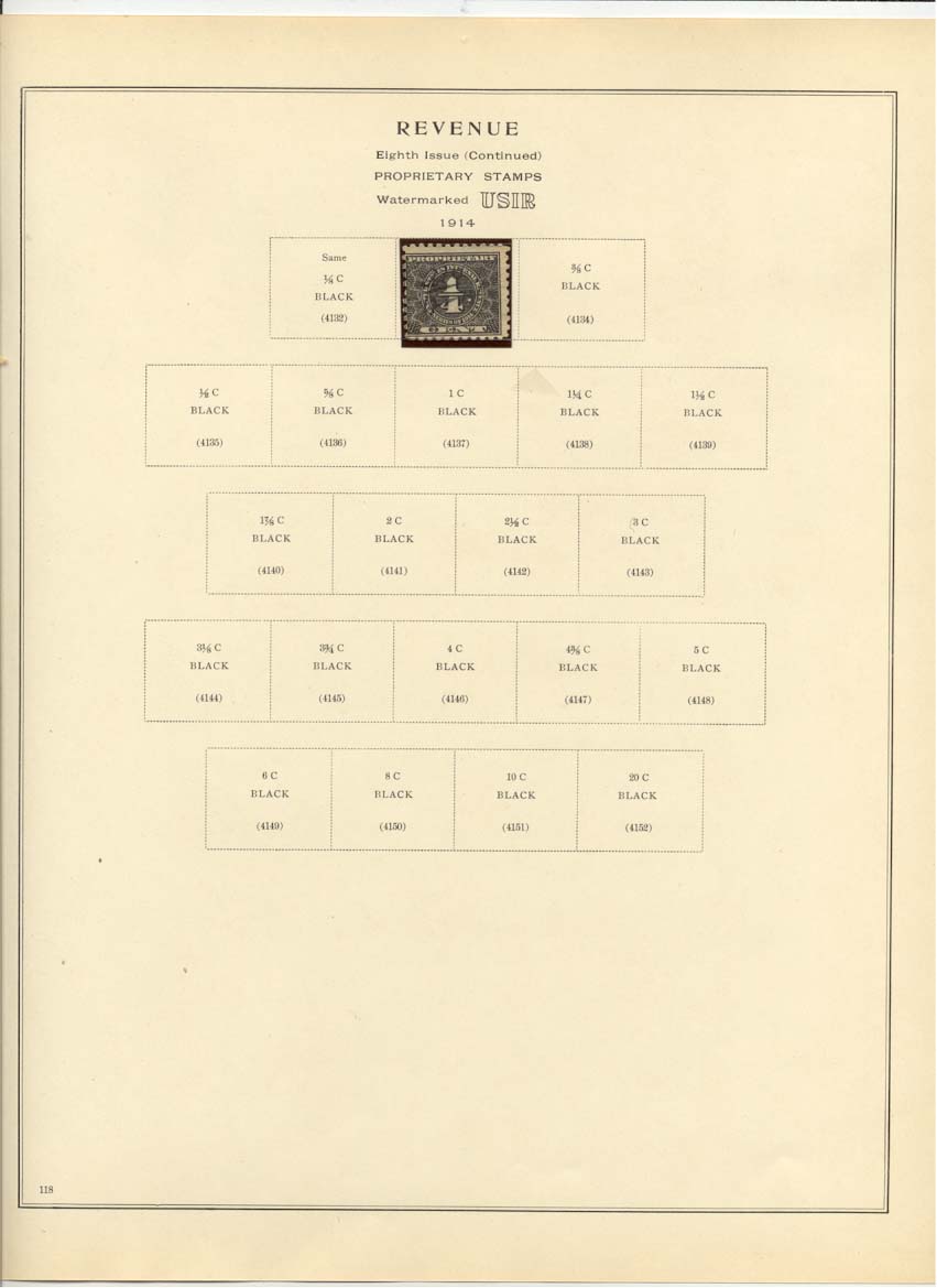Eighth Issue Proprietary Revenue Stamp Catalog #4133