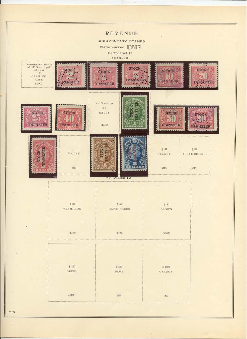 Documentary Revenue Stamps Catalog #4301, 4302, 4303, 4304, 4305, 4306, 4307, 4308, 4309, 4311, 4312, 4314, 4315