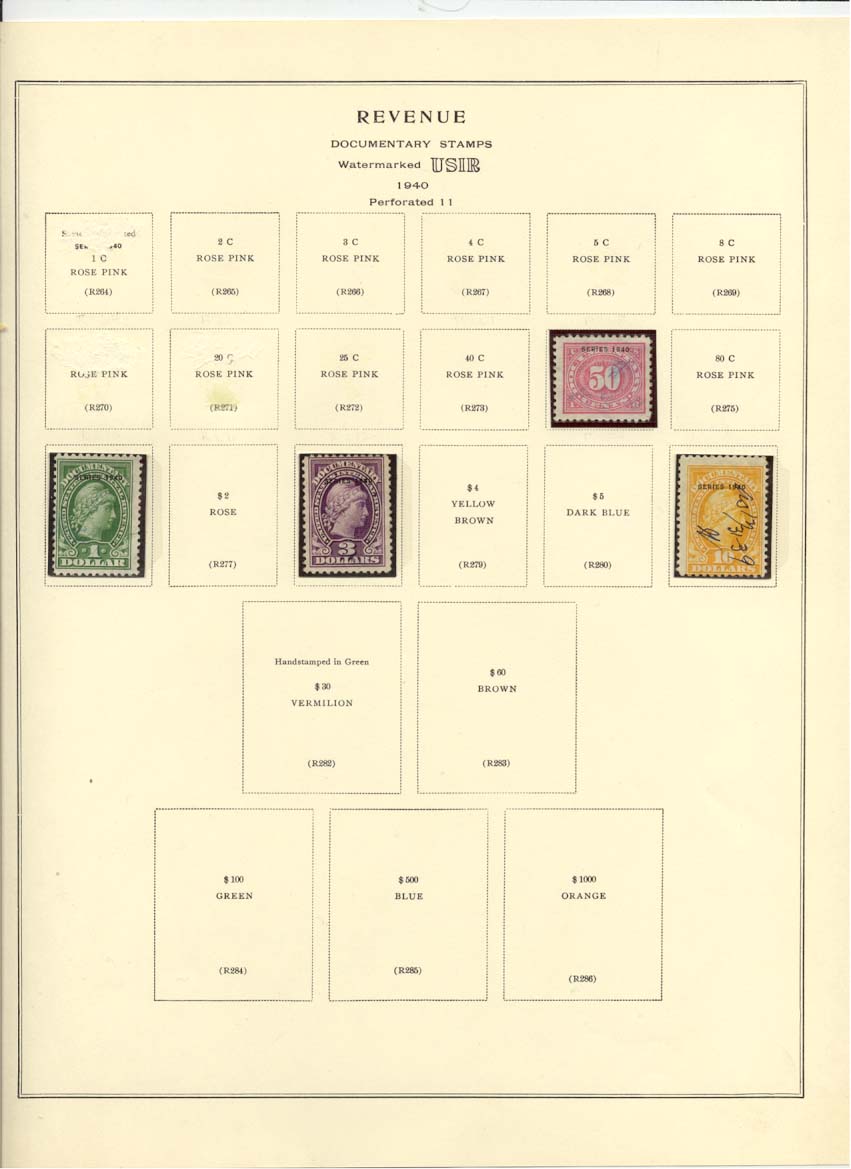 Future Delivery Revenue Stamps Catalog #RC10, RC11, RC12, RC13, RC14, RC15