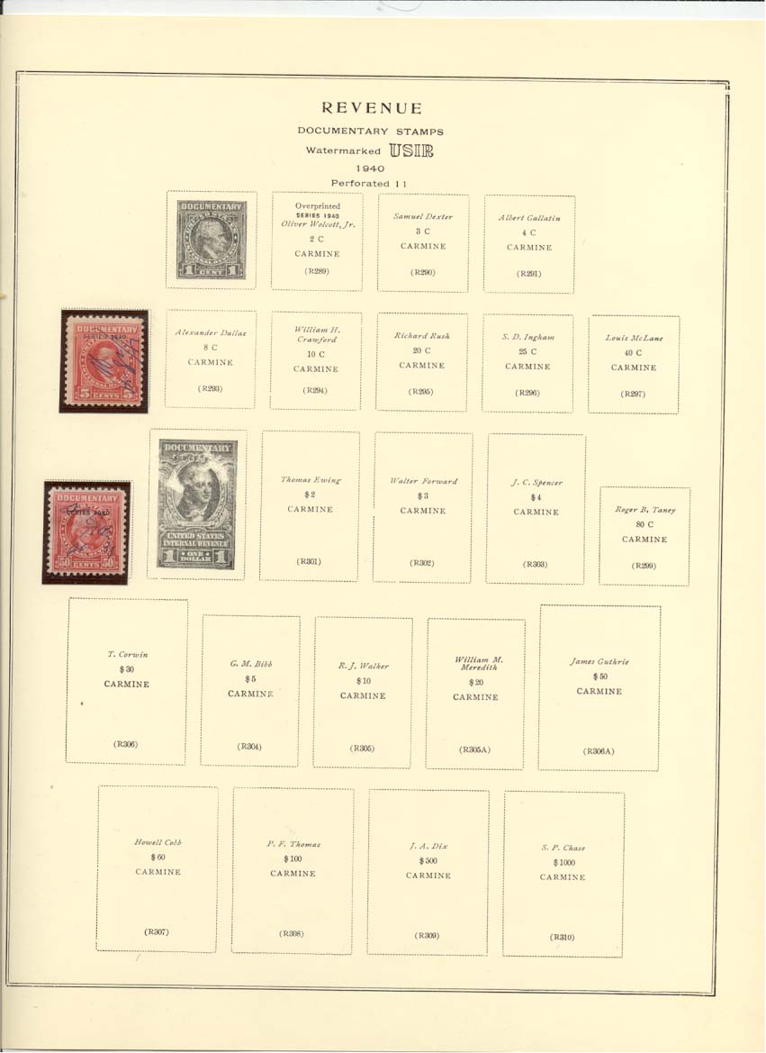 Documentary Revenue Stamp Catalog #R292 and R298