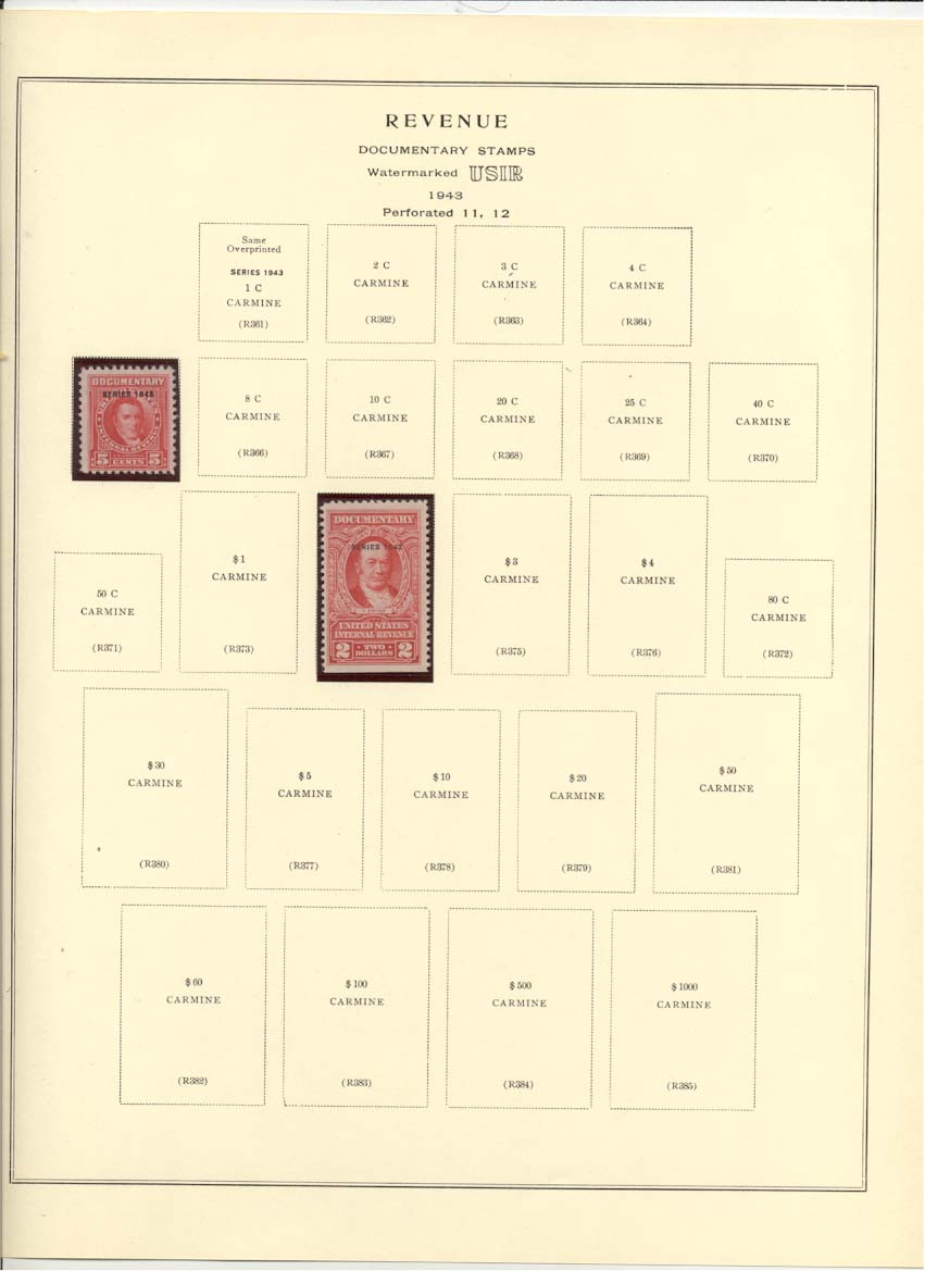 Documentary Revenue Stamp Catalog #R365 and R374