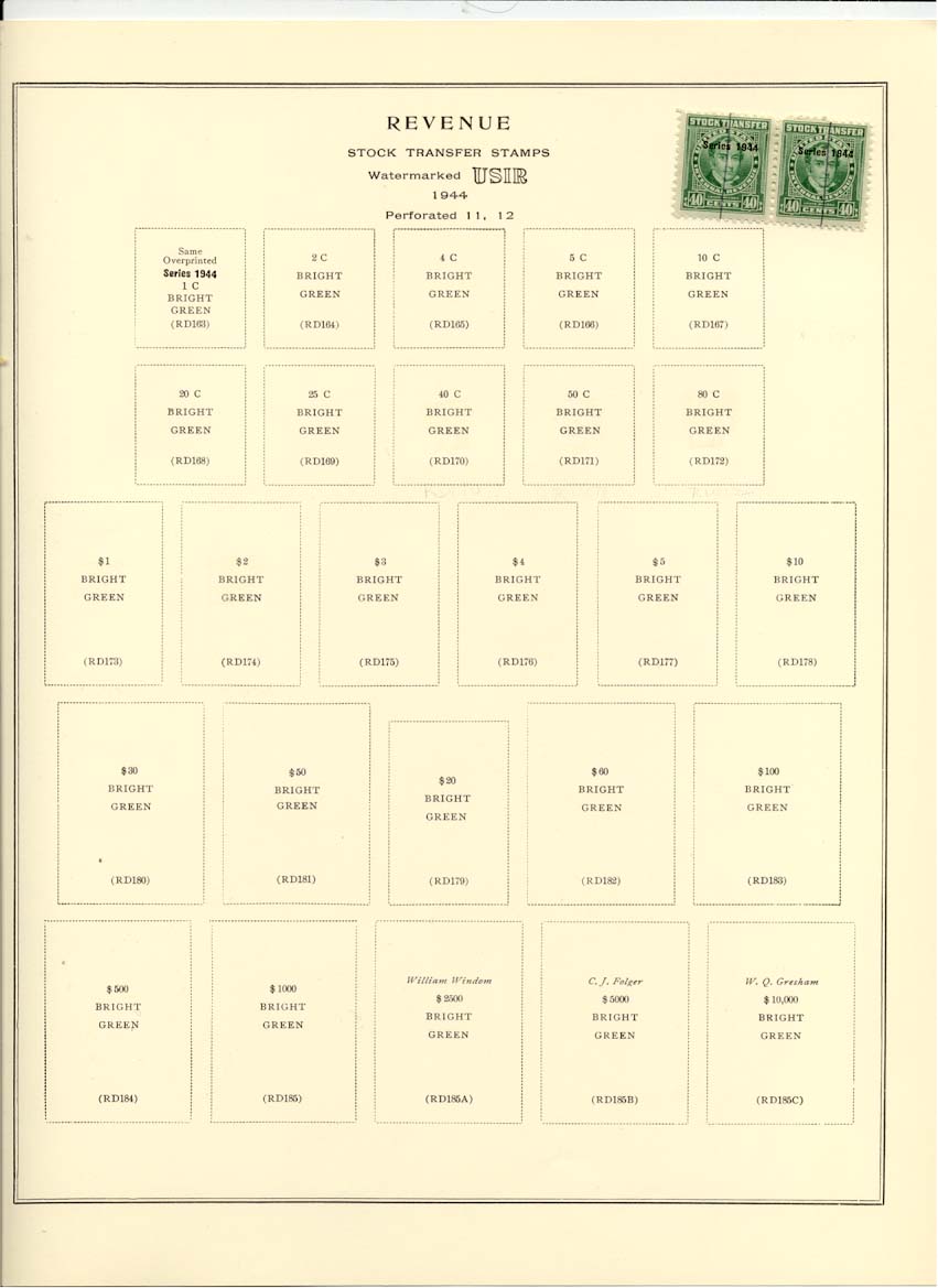 Stock Transfer Revenue Stamps Catalog #RD170