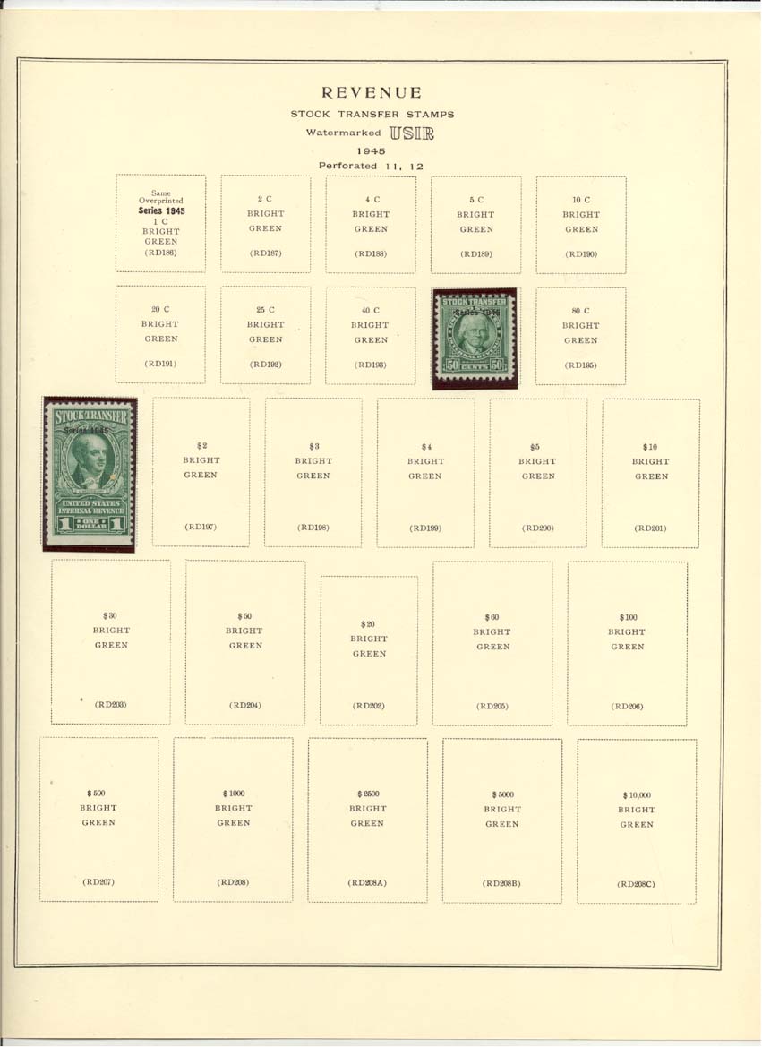 Stock Transfer Revenue Stamps Catalog #RD194 and RD196