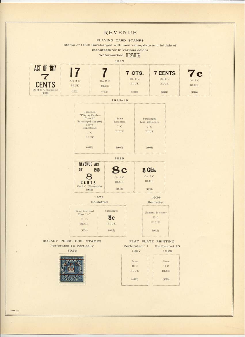 Playing Card Revenue Stamps Catalog #4617